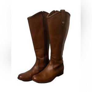 Frye Melissa Cognac Leather Boot zip up | size 7 |
